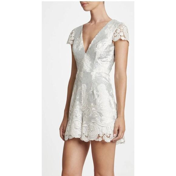 NWOT DRESS THE POPULATION Sabrina Lace Sequin Romper. Size Medium - Picture 2 of 7